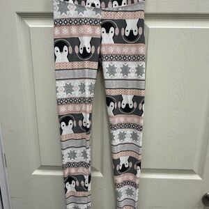 Derek Heart Pink, Gray & White Penguin Print Girls' Leggings